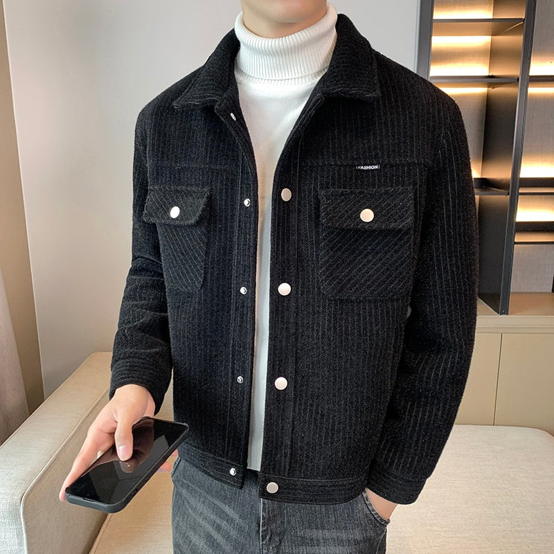 Dailywear Jacke | Männlicher Herbst/Winter Mantel mit Streifendesign