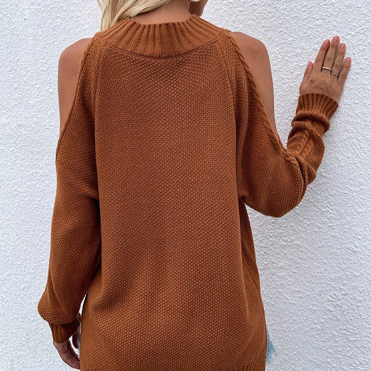 Poly Sweater | Lässiger schulterfreier Pullover mit O-Ausschnitt