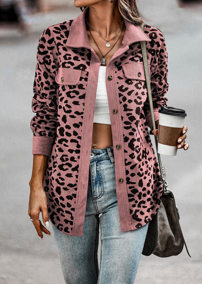 Bellena Herbstjacke | Bequemer Oversized-Mantel mit Leopardenmuster