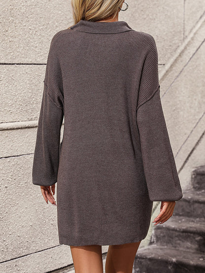 Bianca Sweater | Braun-grauer Langarmpullover in Übergröße